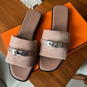 Hermes Rose Perle Giulia Sandals Sz 36 - Brand New